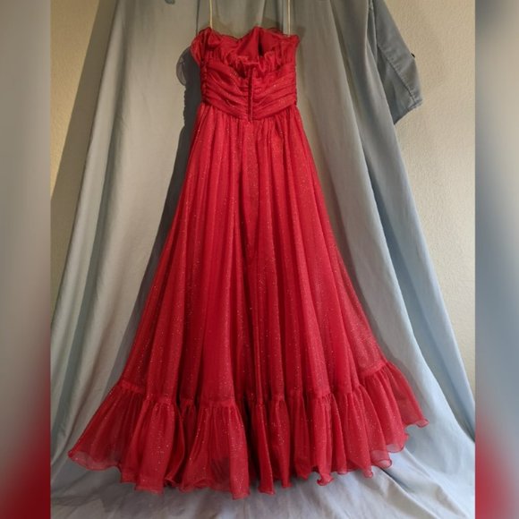 Red Strapless sparkle Prom Dress by Mike Benet Formals small Vintage! EUC! - Picture 4 of 17
